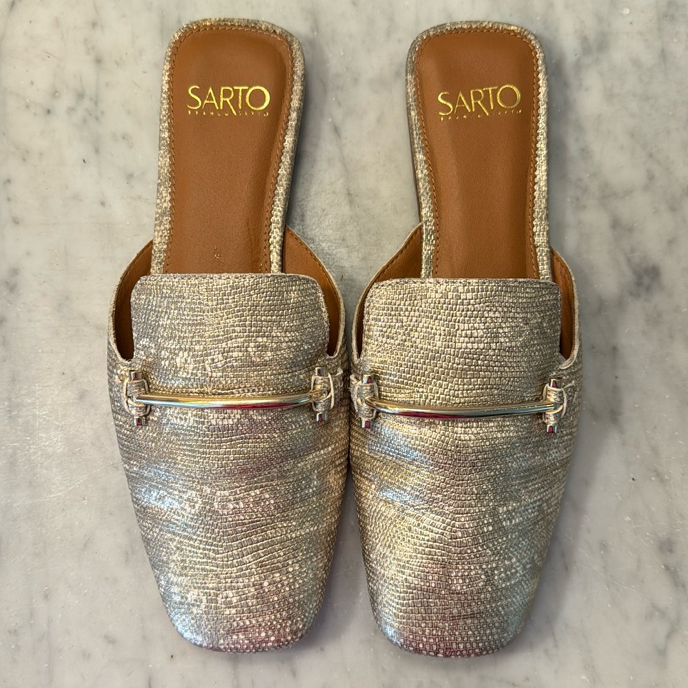 FRANCO SARTO Gold Slides - Size 9